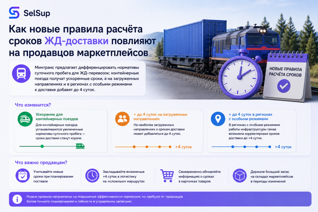 Как новые правила расчёта сроков ЖД-доставки повлияют на продавцов маркетплейсов