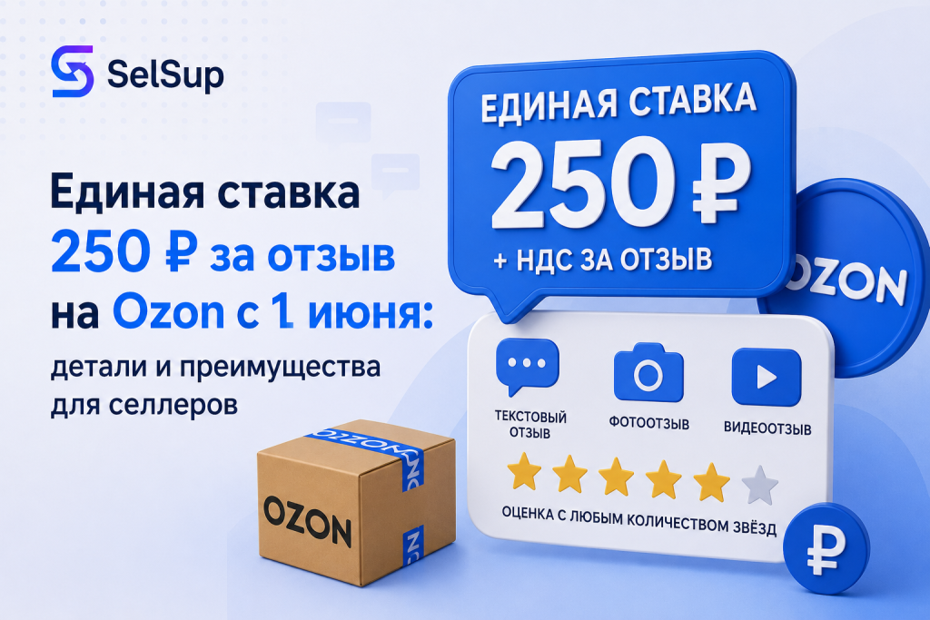 Единая ставка 250 ₽ за отзыв на Ozon с 1 июня: детали и преимущества для селлеров