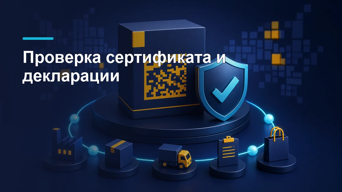 Посылка с кодом прослеживаемости и щитом проверки сертификата для маркетплейса