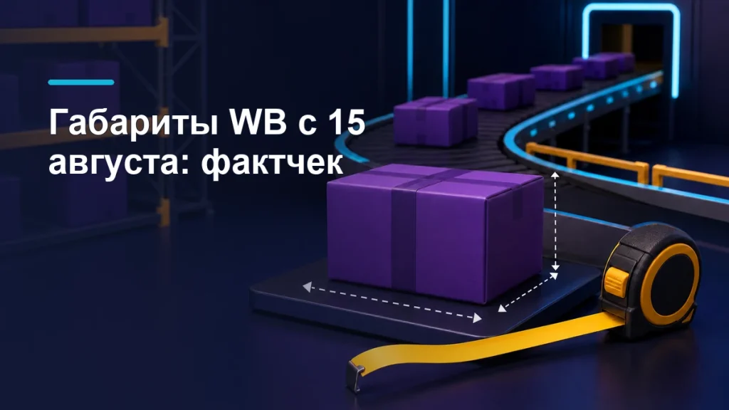 Посылка Wildberries на складе с визуальными линиями измерения габаритов упаковки