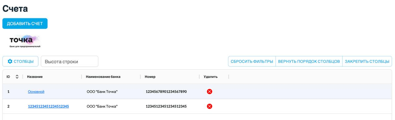 Банковские счета в SelSup