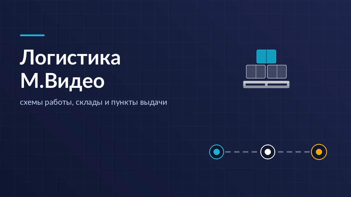 Паллета с коробами и маршрут из трёх точек: склад, магазин и пункт выдачи М.Видео