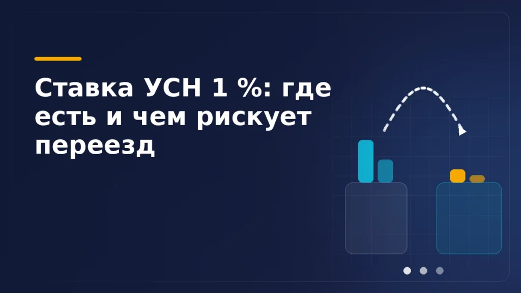 Тёмно-синяя обложка: два столбика налоговых ставок, пунктирная дуга переезда между регионами и три отметки налоговых периодов