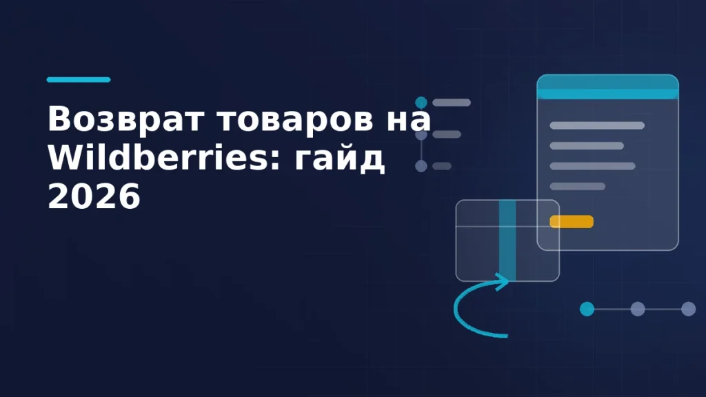 Тёмно-синяя обложка: карточка регламента, посылка и разворотная стрелка возврата со ступенями проверки
