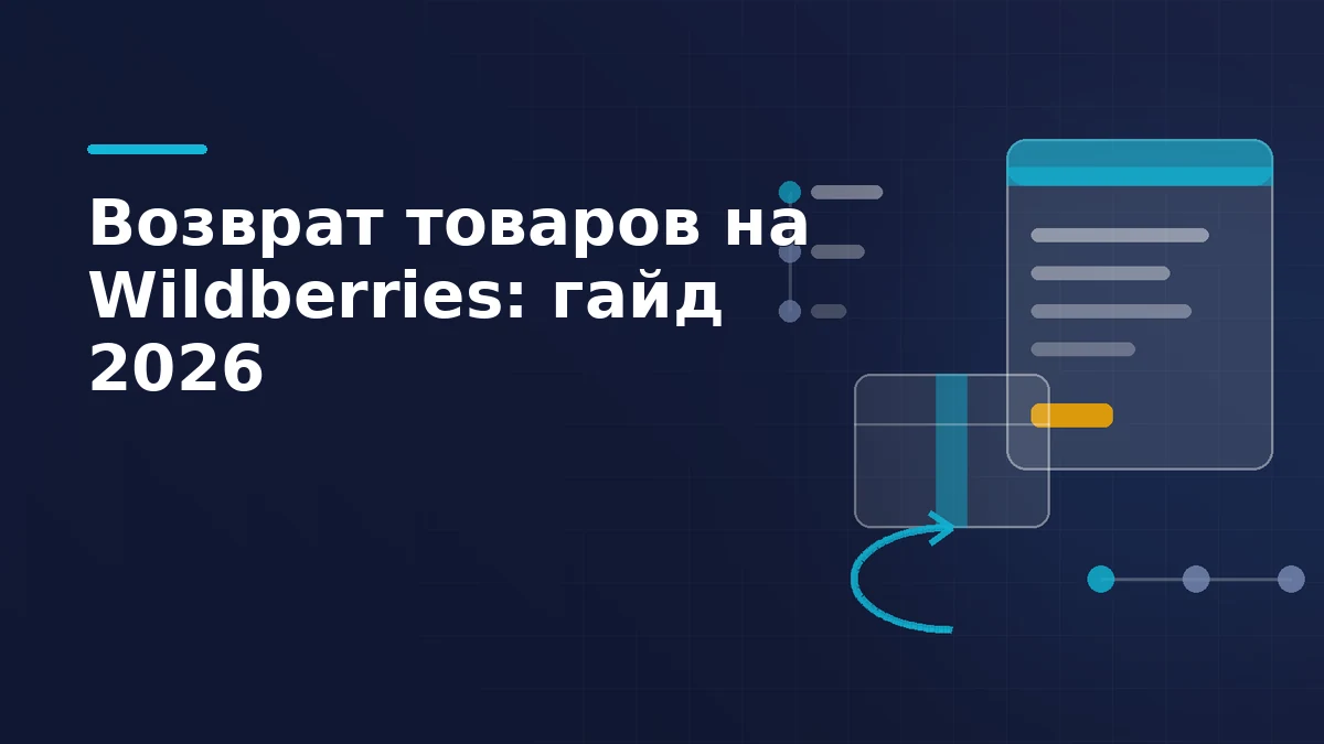 Тёмно-синяя обложка: карточка регламента, посылка и разворотная стрелка возврата со ступенями проверки
