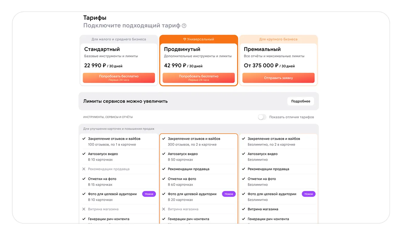 Подписка «Джем»: как подключить, управлять и отключить: экран шага 1 в кабинете Wildberries
