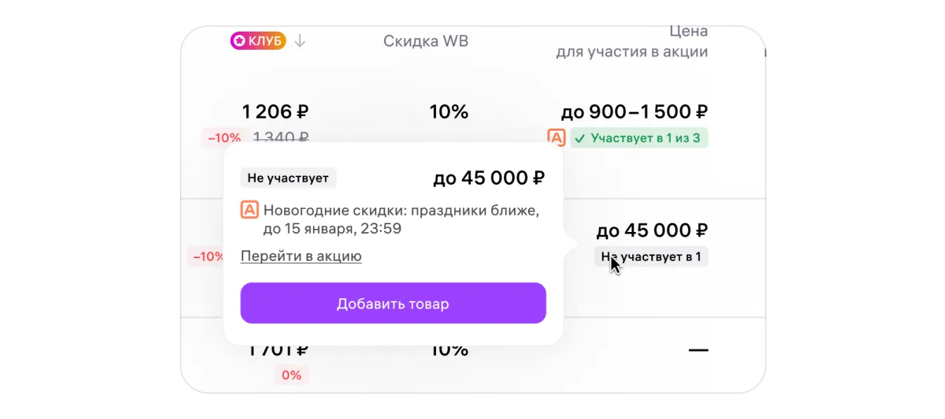 Акции на Wildberries: экран шага 11 в кабинете Wildberries