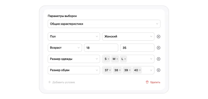 Как создать сегмент аудитории в WB Медиа: экран шага 5 в кабинете Wildberries