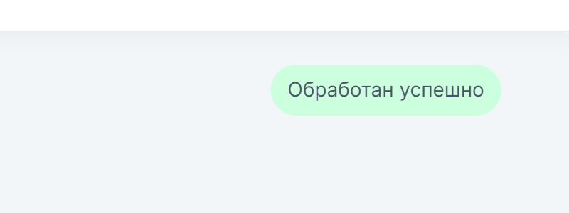 Читаемый фрагмент Честного Знака: полный статус «Обработан успешно».