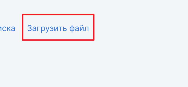 Читаемый фрагмент Честного Знака: кнопка «Загрузить файл».