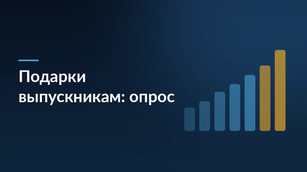 Тёмно-синяя карточка опроса Авито о том, что родители дарят выпускникам школ
