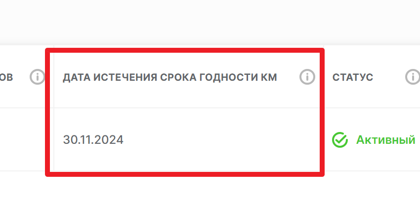 Ключевой фрагмент официального экрана СУЗ: поле «Дата истечения срока годности КМ»