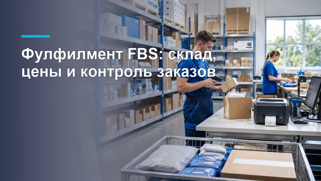 Сотрудник фулфилмент-склада сканирует товар перед упаковкой и отгрузкой заказа FBS