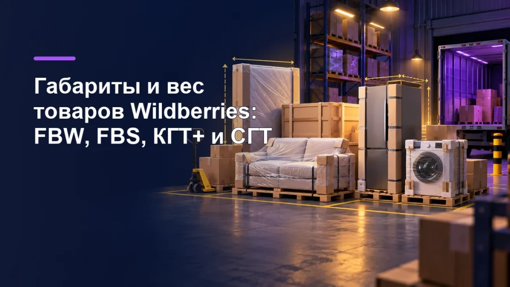 Крупногабаритные товары Wildberries на паллетах перед отгрузкой