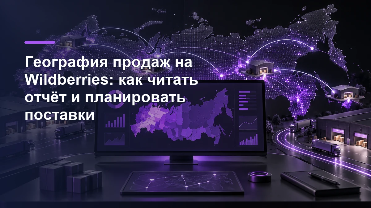 Карта регионов России, склады и маршруты для анализа географии продаж на Wildberries