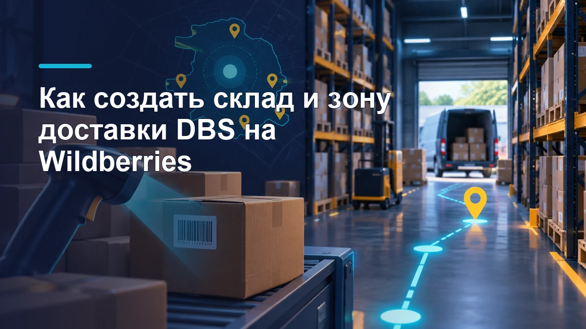Склад продавца, маршрут доставки и зоны DBS на карте
