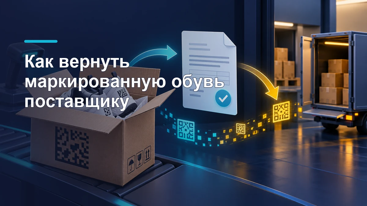 Коробка с маркированной обувью, электронный документ и обратное движение кодов поставщику