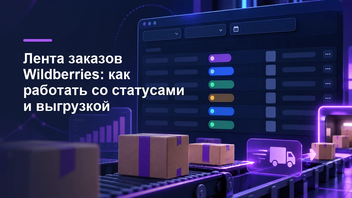 Лента заказов Wildberries со статусами, фильтрами и движением товаров