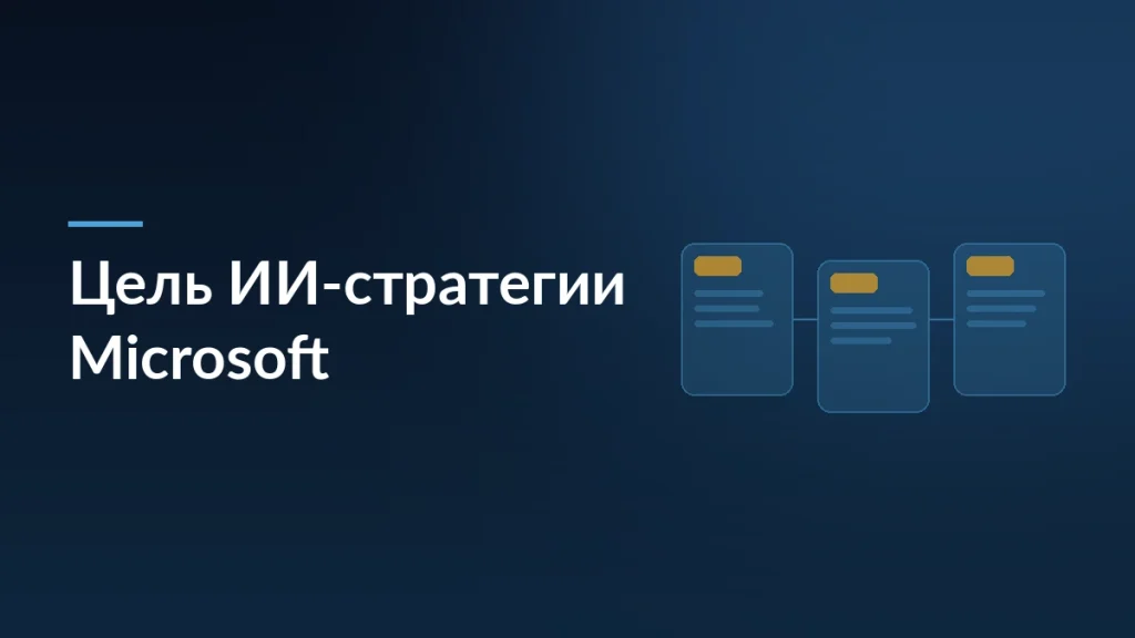 Тёмно-синяя карточка новости о внутренних документах Microsoft и цели ИИ-стратегии удерживать пользователей
