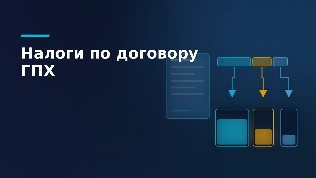 Тёмно-синяя обложка: выплата по договору ГПХ делится на три потока — на руки, НДФЛ и страховые взносы