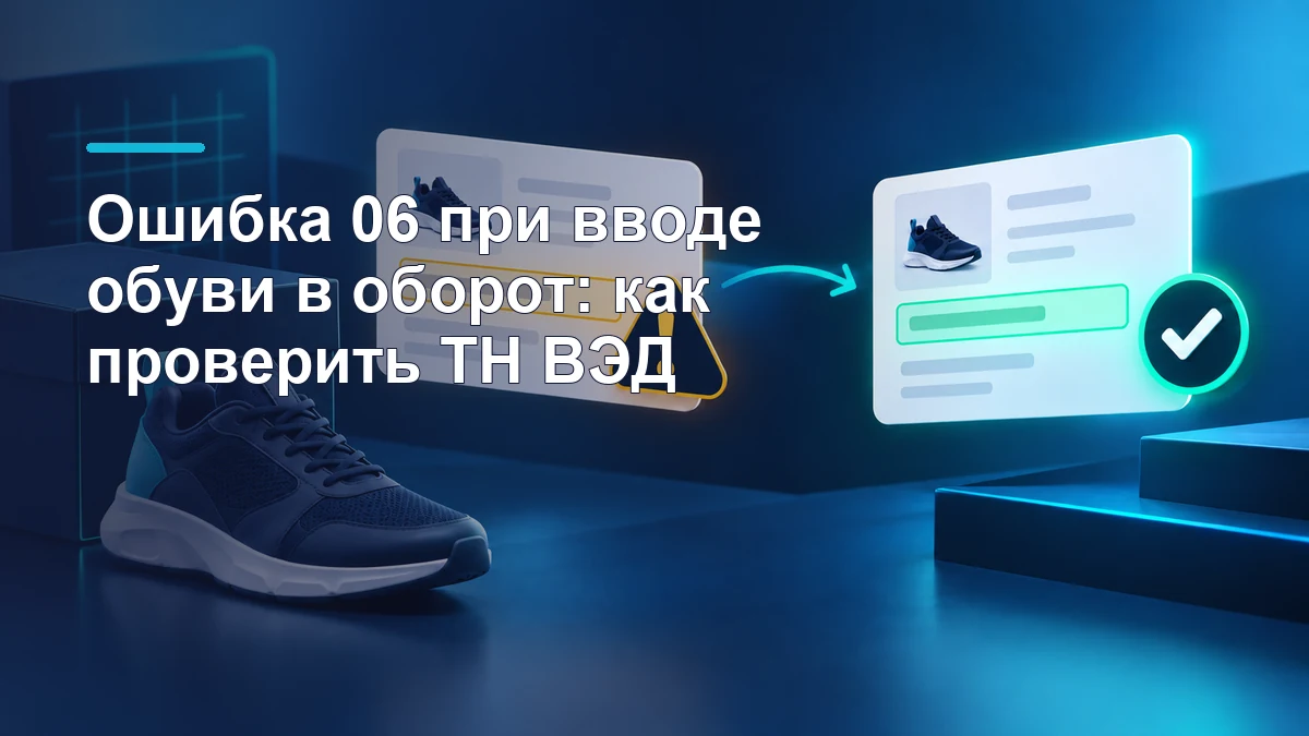 Исправление ошибки 06 в карточке маркированной обуви: проверка кода ТН ВЭД