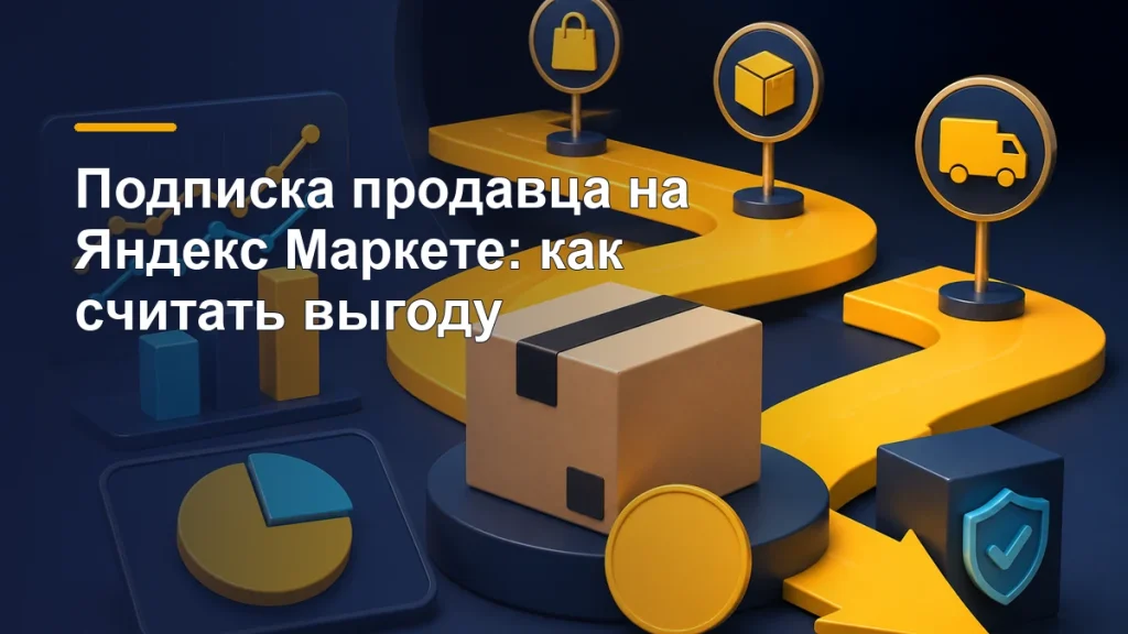 Схема экономики подписки продавца Яндекс Маркета с заказом, логистикой и аналитикой
