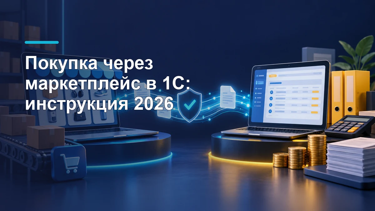Покупка товара через маркетплейс и передача документов в 1С для учёта оплаты и поступления