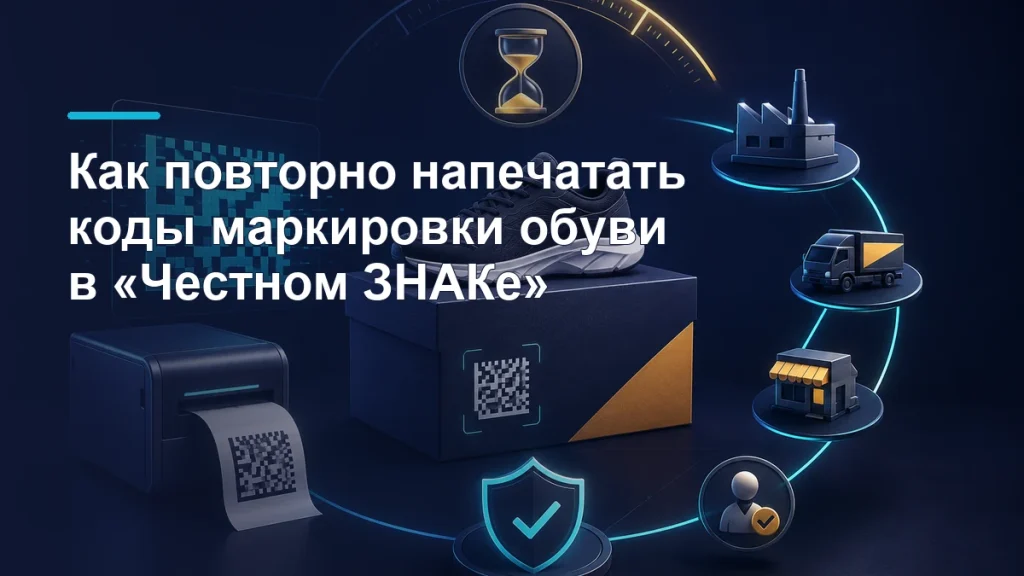 Повторная печать кодов маркировки обуви и контроль файла Data Matrix