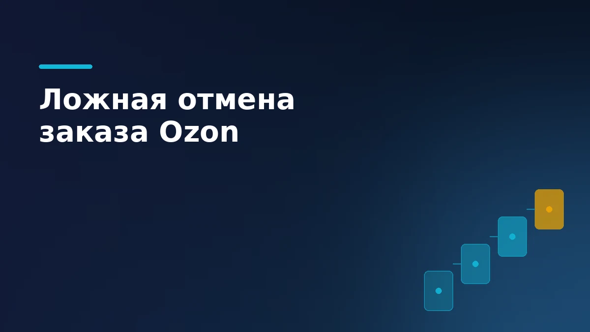 Ступени процесса разбирательства символизируют оспаривание ложной причины отмены заказа на Ozon