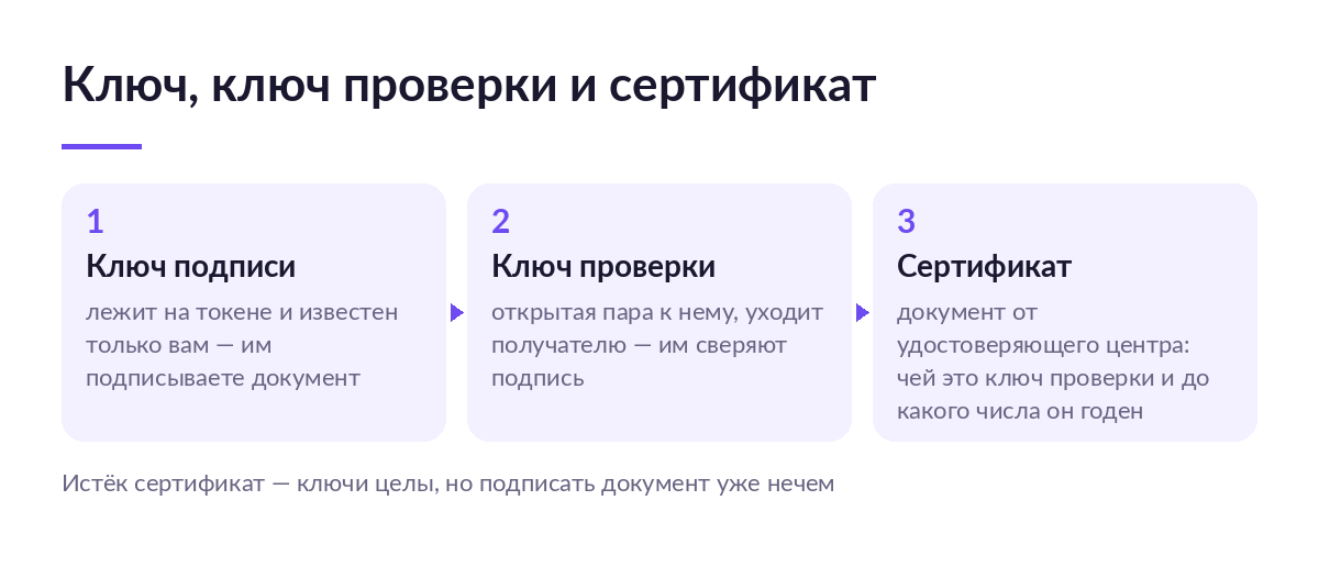 Ключ подписи, ключ проверки и сертификат по порядку: чем подписывают документ, чем сверяют подпись и что подтверждает удостоверяющий центр