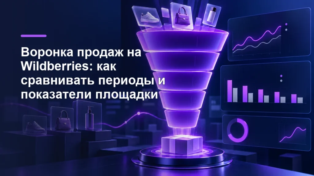 Воронка продаж Wildberries с этапами конверсии и сравнением показателей