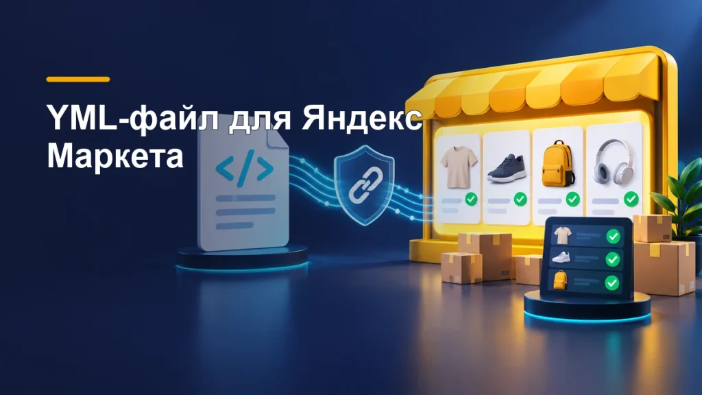 YML-файл передаёт карточки, цены и остатки в витрину Яндекс Маркета по защищённой ссылке