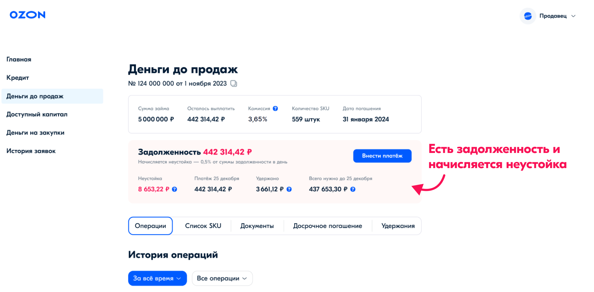 4 — Как погасить выплату «Деньги до продаж»