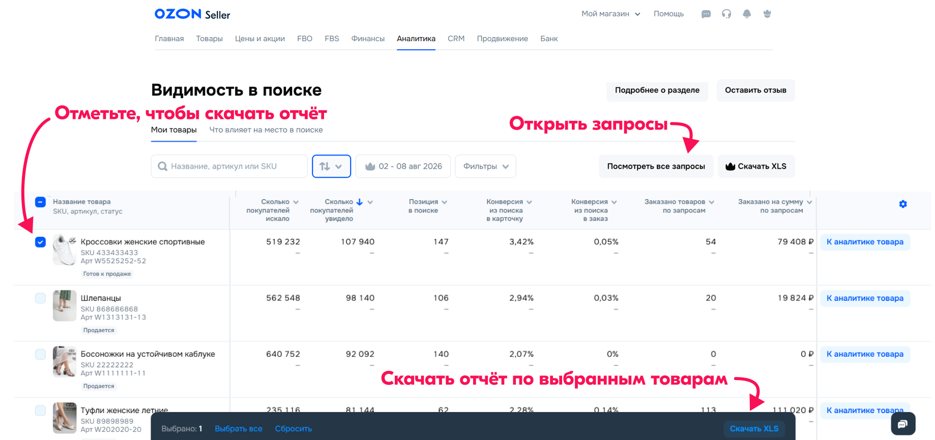 Как проверить видимость товара